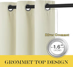 NICETOWN Room Darkening Beige Curtains for Doorway 78" L, Grommet Light Blocking Window Treatments Blackout Privacy Drapes for Living Room/Kids Room, 2 Panels, W52 x L78