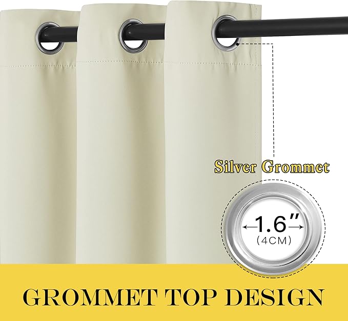 NICETOWN Blackout Patio Door Curtain Extra Wide and Long, Grommet Solid Room Darkening Window Treatment Thermal Insulated Blind for Living Room/Sliding Door, Beige, 1 Panel, W100 x L120