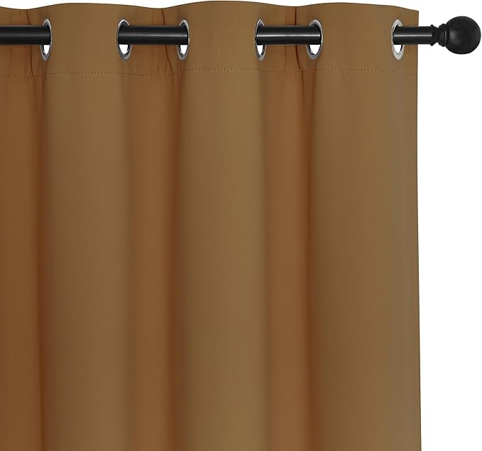 NICETOWN Blackout Curtains for Sliding Glass Door Room Divider Noise Reduce Curtain Panel Portable Window Screen Sliding Partition, W100 x L102 inches, 1 Panel, Gold Brown