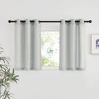 NICETOWN Gray Linen Kitchen Window Curtains Over Sink, Grommet Thick Linen Gray Short Window Treatments Privacy Assured with Light Filtering for Bedroom/Bathroom, W34 x L36, 2 Panels