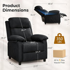 Recliner Chair, Reading Chair for Adults with Side Pockets, Recliners with Padded Deep Seat, Small Recliners for Small Spaces, Linen Fabric Comfy Chair for Bedroom, Living Room, and RV