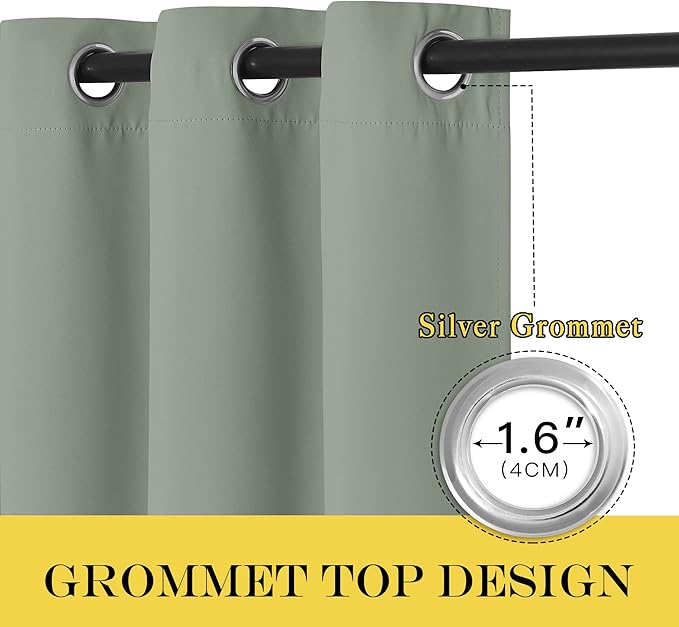 NICETOWN Blackout Room Divider Curtains for Sliding Glass Doors 102 Inches Long 1 Panel, Extra Wide Curtains for Doorway Patio Bedroom Living Room (Sage Green, 80Wx102L, 1 Panel)
