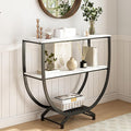 GILLAS 3 Tier Console Tables, 30" Height Entryway Table, Sofa Table Behind Couch Table, Industrial Entryway Furniture Entry Way Table with Storage for Living Room, Hallway, Entrance, White