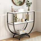 GILLAS 3 Tier Console Tables, 30" Height Entryway Table, Sofa Table Behind Couch Table, Industrial Entryway Furniture Entry Way Table with Storage for Living Room, Hallway, Entrance, White