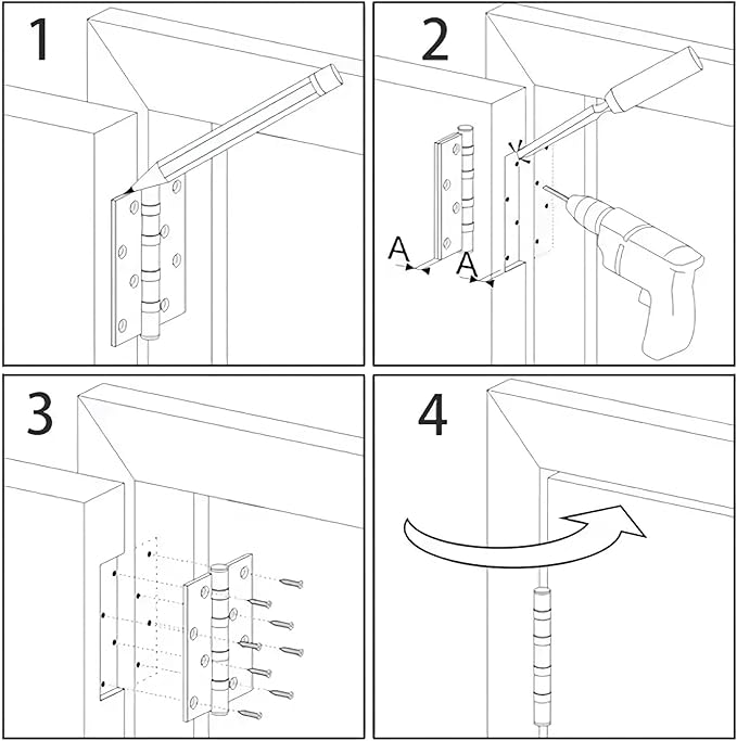30 Pack Rounded Matte Black Door Hinges 3.5 Inch 5/8" Radius Interior 3 1/2 Inch Flat Iron Bifold Standard Hinge No Squeak Bedroom Indoor for Closet Doors 3 ½" Heavy Duty Hardware Doorway Study Room