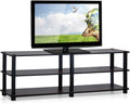 Furinno Turn-S-Tube No Tools 3-Tier Entertainment TV Stands, Dark Cherry and Black