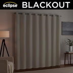 Eclipse Extra Wide Grommet Curtain, Kendall Sliding Patio Door Curtain Panel, Solid Textured Thermal Insulated and Noise Reducing Curtains, (1 Panel), 84 in Long x 100 in Wide, Ivory