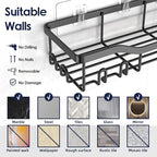 NESOMI Shower Caddy Adhesive Shower Organizer 8-Pack, Rustproof Stainless Steel Bathroom Shelves, Large Capacity No-Drill Rack Storage Accessories with Soap Dish Toothbrush Holder Hooks