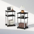 Furinno Just 3-Tier Turn-N-Tube Open Storage Nightstand, 2-Pack, Americano, Stainless Steel Tubes
