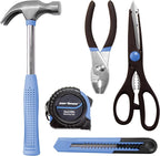 CARTMAN Home Tool Set Kit, Basic Household Hand Tools with Storage Case Light Blue