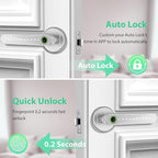Fingerprint Door Lock Biometric Door Knob with Keypad Keyless Entry, Door Locks for Bedrooms, Home Hotel Office Apartment Silver