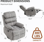 Plush Premium Velvet 360° Swivel Rocker Recliner Chair - High Back Glider with Generous Footrest, Supportive Armrests & Side Pocket for Nursery, Living Room & Small Spaces Grey