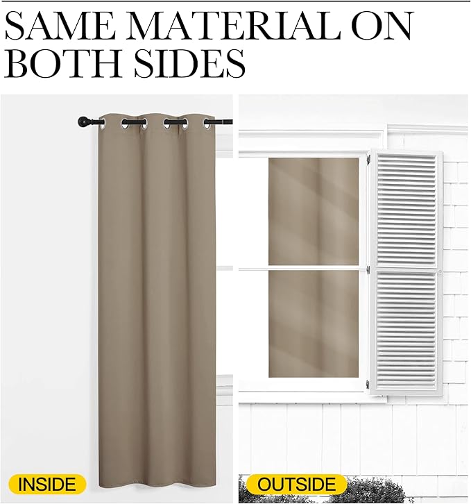 NICETOWN Taupe Blackout Curtains 78" Long for Office, 55" Wide, 2 Pieces, Dining Room, Guest Room, Sound Reducing Heat and Cold Block Curtain Panels for Modern Room Decorative