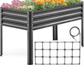 KING BIRD Raised Garden Bed with Irrigation System and Legs Galvanized Elevated Planter Box 48×24×30 in for Backyard, Patio, Balcony, 400lb Capacity, Dark Grey
