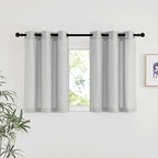 NICETOWN Linen 36 inch Curtains for Kitchen Window, Grommet Thick Flax Linen Gray Small Window Treatments Privacy Assured with Light Filtering for Cafe/Kids Room, W42 x L36, 2 Panels