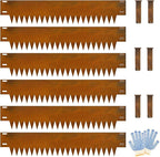 Co rten Steel Landscape Edging 10 Inch Tall 6 Packs, Pre-Rusted Metal Garden Edging with 6 Clips and a Pair of Gloves, Steel Edging for Landscaping, Garden