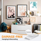 XL Picture Hanging Strips Heavy Duty, 80 Strips Damage Free Removal Picture Hangers for Wall, Sticky Hook & Loop Adhesive Strips for Poster/Picture/Home/Office, 40 Pairs/X-Large, White