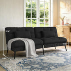 COMHOMA 72″Futon Sofa Bed,Modern Convertible Sleeper Sofa, Fabric Futon Couch with Multi-Position Backrest for Living Room Furniture (Black)