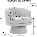 CANMOV Swivel Accent Chair with Armrest Set of 2, Modern 360 Degree Swivel Barrel Chair with Curve Back and Soft Cushion, Comfy Fabric Round Armchair Single Sofa for Living Room, Bedroom,Grey