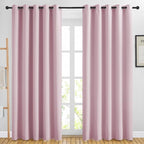 NICETOWN Room Darkening Curtain Panels 84 - Window Treatment Energy Saving Thermal Insulated Solid Grommet Room Darkening Drapes for Living Room (Baby Pink, 1 Pair, 66 by 84-Inch)