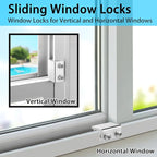 ZRFCXE Window Locks,4 Pack Sliding Window Locks with Key for Vertical & Horizontal Sliding Windows Doors,Easv to Install,Adjustable Security Window Lock for Patio Bedroom Home and Office (Silver)