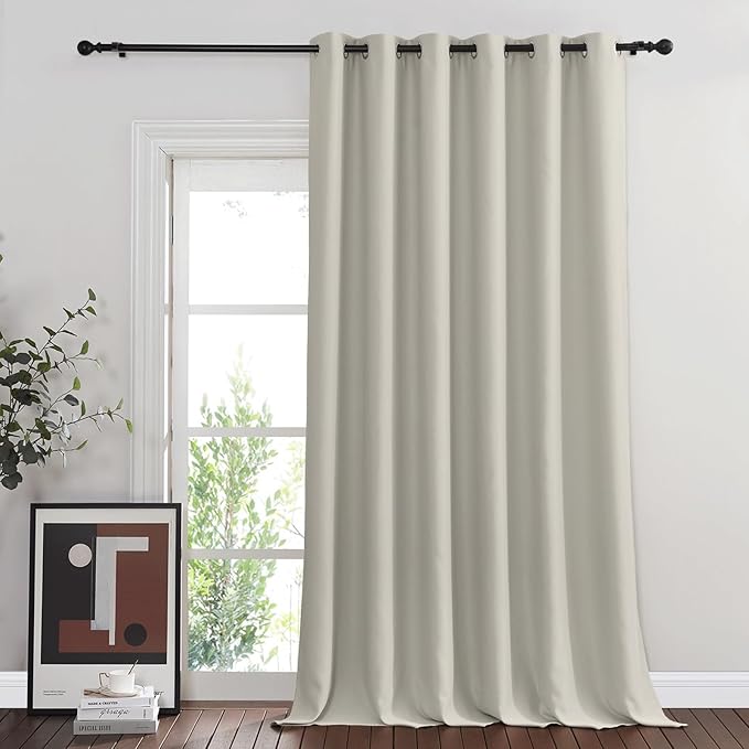 NICETOWN Blackout Curtain for Living Room, Thermal Insulated Solid Grommet Sound Reducing Energy Saving Window Treatment for Bedroom/Living Room, Natural, 1 Panel, W80 x L90