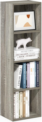 Furinno PASIR Book Shelf, 4-Tier Modern Bookshelf, Open Shelves Bookcase 9 x 12 x 42, Easy Assembly, for Living Room, Bedroom, Home Office, French Oak