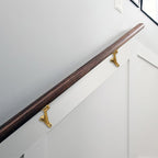 khtumeware 2 Pack 3 Inch Antique Brass Hand Rail Bracket Heavy Duty Hardware for Stairways, Home or Office Vintage Stair Support Handrail Brackets