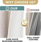 H.VERSAILTEX Linen Blackout Curtain Durable Thick Textured Linen Look 100% Blackout Patio Door Curtain Anti Rust Grommet Extra Wide Sliding Door Curtain Panel, W100 x L84 inch - Natural
