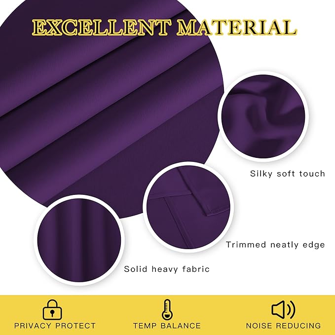 NICETOWN Royal Purple Blackout Curtains for Bedroom 95 Inch Length - Thermal Insulated Room Darkening Privacy Grommet Window Drapes for Boys Room, Set of 1 Panel, 80 x 95 Inch