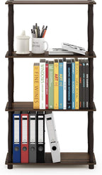 Furinno Turn-N-Tube 4-Tier Multipurpose Shelf Display Rack, Classic Tubes, Walnut/Brown