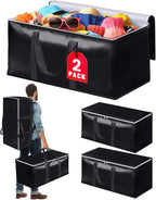Heavy-Duty & Extra Capacity Moving Bags with Backpack Straps, Storage Totes with Double Zipper & Strong Handles, Packing Bags Alternative to Moving Boxes, Moving Supplies (2 Pack, Black)