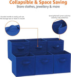 Amazon Basics Collapsible Fabric Storage Bins with Handles, Cube Organizer for Home Organization, 10.5"x10.5"x11", Navy, 6-Pack