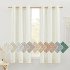 NICETOWN Thick Linen Bedroom Curtains 63 inch Length 2 Panels, Grommet Privacy Added Linen Weave Window Treatments with Light Filtering Drapes for Kids Room, Off White, W42 x L63