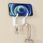 pickpiff Adhesive Wall Coat Hooks - Heavy Duty Stick-On Door Hanger, Metal Hook for Hanging Towel,Purse, Robe, Backpack, Jacket, Clothes - for Bathroom,Dorm, Closet, Kitchen - White, 2 Pack