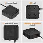 TESSAN Surge Protector Power Strip, 5 Ft Flat Plug Extension Cord with 3 USB (1 USB C) 8 Outlets, 1250W, 900J Protection, 3 Sided Outlet Extender with Power Switch for Office, Dorm Room, Black