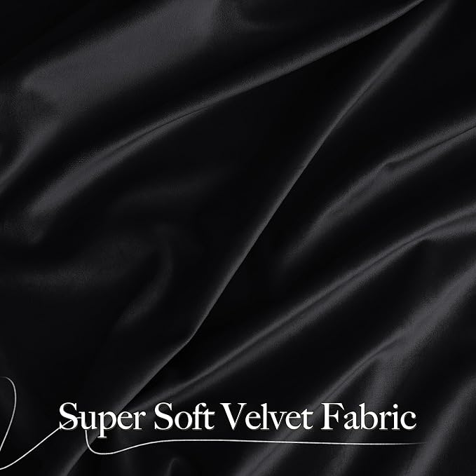 NICETOWN Black Out Velvet Curtains 108 inches Long Blackout for Patio, 52 x 108 Curtains Thermal Insulated Solid Heavy-Duty Large Window Treatments Drapes for Sliding Glass Door (2 Panels)
