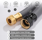 Garden Hose 5/8" x 15ft Brass Rubber Heavy Duty Water Hose 600 PSI Burst Pressure, Durable Flexible Hose for Yard, Car Wash, Pets Gray
