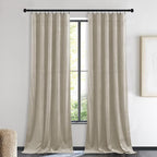 NICETOWN Living Room Camel Velvet Curtains, Sound and Sunlight Reducing Heavy Matt Rod Pocket Drapes/Panels for High Celling Wall (2 Panel Per Pack, 90 inches Long)