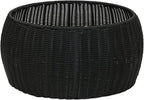 Household Essentials Handwoven Resin Storage Stool Ottoman, Black