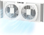 Comfort Zone Twin Window Fan with Reversible Airflow Control, 9 inch, Auto-Locking Expanders, 2 Speed Fan, Dual Fan, Exhaust, Airflow 9.84 ft/sec, Ideal for Home, Kitchen, Bedroom & Office, CZ319WT