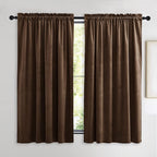 NICETOWN Thermal Insulated Brown Velvet Curtains, Sound Reducing Heavy Matt Solid Room Darkening Drapes/Panels for Holiday (2 Panel Per Pack, 63 inches Long)