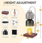 Candle Warmer Lamp with 3 Bulbs, Adjustable Height Dimmable Candle Warmer with Timer, Compatible with Large Jar Candles, Candle Lamp with Charming Gift Box Ribbon for Her/Him(Black)