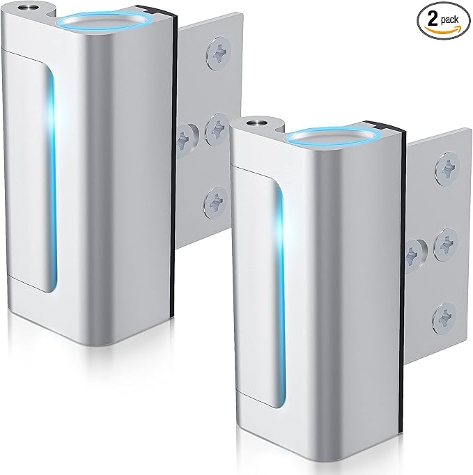 2Pack AceMining Door Reinforcement Lock Withstands 800lbs of Force - Silver Extra Child Proof Door Lock Drilling Required,Prevents Unauthorized Entry,Add a Door Security Lock for Home Safety & Privacy