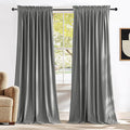 NICETOWN Super Soft Velvet Curtains 84 inches, Sound Reducing Cold Heat Insulated Heavy Matt Room Darkening Panels for Living Room (Light Grey, 2 Panels)
