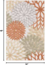 Nourison Home Washables 32x48 Outdoor Polypropylene Fabric Rug in Ivory/Multi-Color
