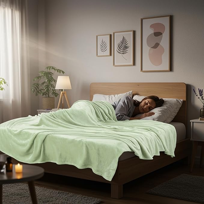 Utopia Bedding Fleece Blanket King Size Sage Green 300GSM Luxury Fuzzy Soft Anti-Static Microfiber Bed Blanket (90x102 Inch)