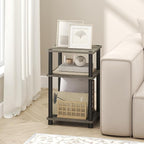 Furinno Turn-N-Tube Side Table, 3-Tier End Table with Open Shelf, Toolless Assembly Night Stand, Bedside Table, for Living Room, Bedroom, Grey Oak