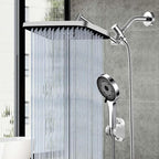 Shower Head,14" High Pressure Shower Combo,Rainfall Shower System with Handheld Spray,All Metal 3-Way Diverter & 6ft Hose,Anti-Clog Nozzles,Easy to Install in Bathrooms-Chrome