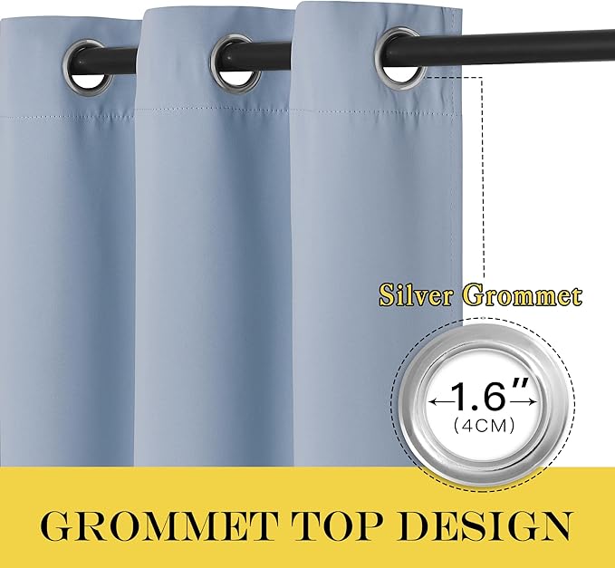 NICETOWN Blackout Drapery Curtain Panel 90 inches Long - Window Treatment Thermal Insulated Grommet Blackout Curtain/Drape for Bedroom Living Room (Vintage Blue, 1 Panel, 46 by 90 inches)